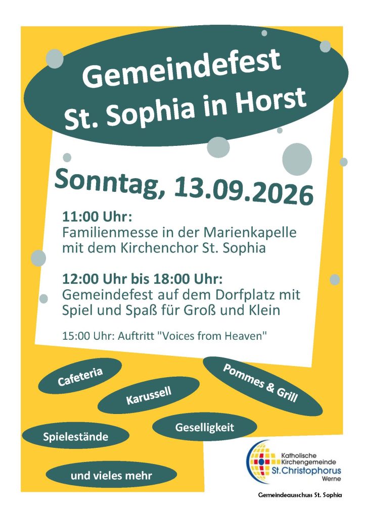 Herzliche Einladung zum Gemeindefest St. Sophia in Horst